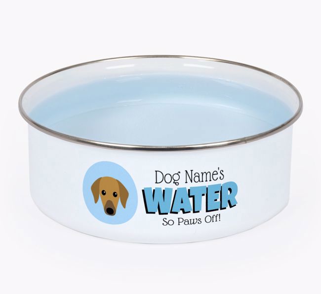 Water, Paws Off: Personalized {breedFullName} Enamel Dog Bowl